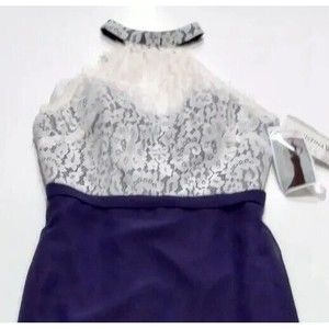 NWT Christina Wu Womens White And Grape Chiffon Lace Floor Length BMD Sz  10